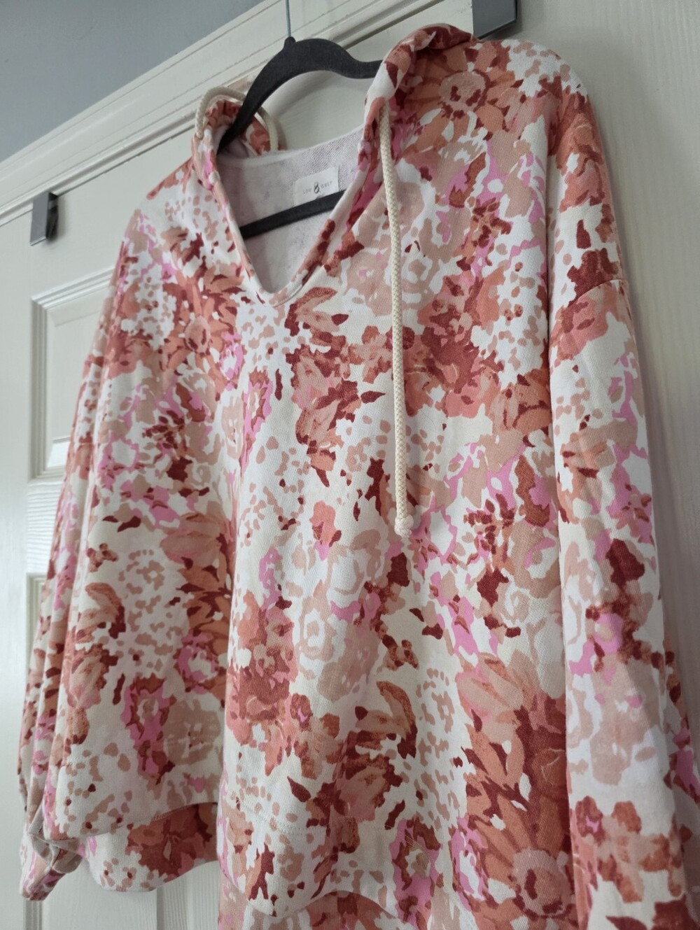 Lou & Grey Womens Relaxed Fit Boxy "In Bloom" Hooded Sweatshirt Size M